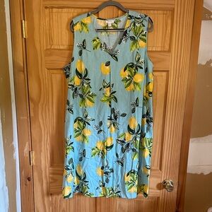 J. Jill Lemon Print Linen Dress